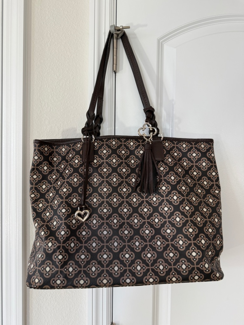 Brighton Renata Toledo Brown Black Coated Canvas Shoulder Tote